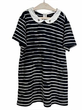 Victoria Beckham Target Girls Blouse Sz L 10/12 Navy White Stripes Preppy Bees
